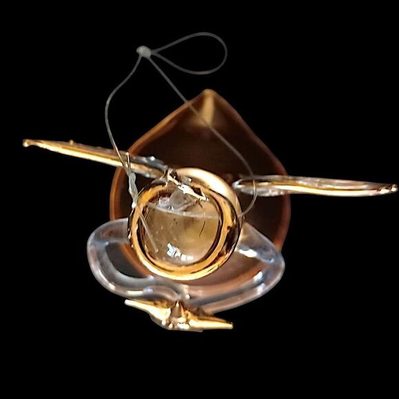 Avon Gilded Glass Angel Ornament Vintage Hand Blown Hand Painted 22K Gold 1997. - Picture 5 of 16